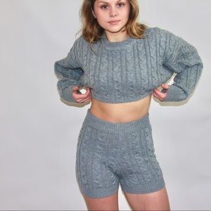 Cropped Two Piece Sweater Set